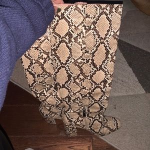 Zara snake skin knee high boots.